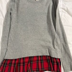 Crewcuts Gray Sweater with Red Plaid Accent